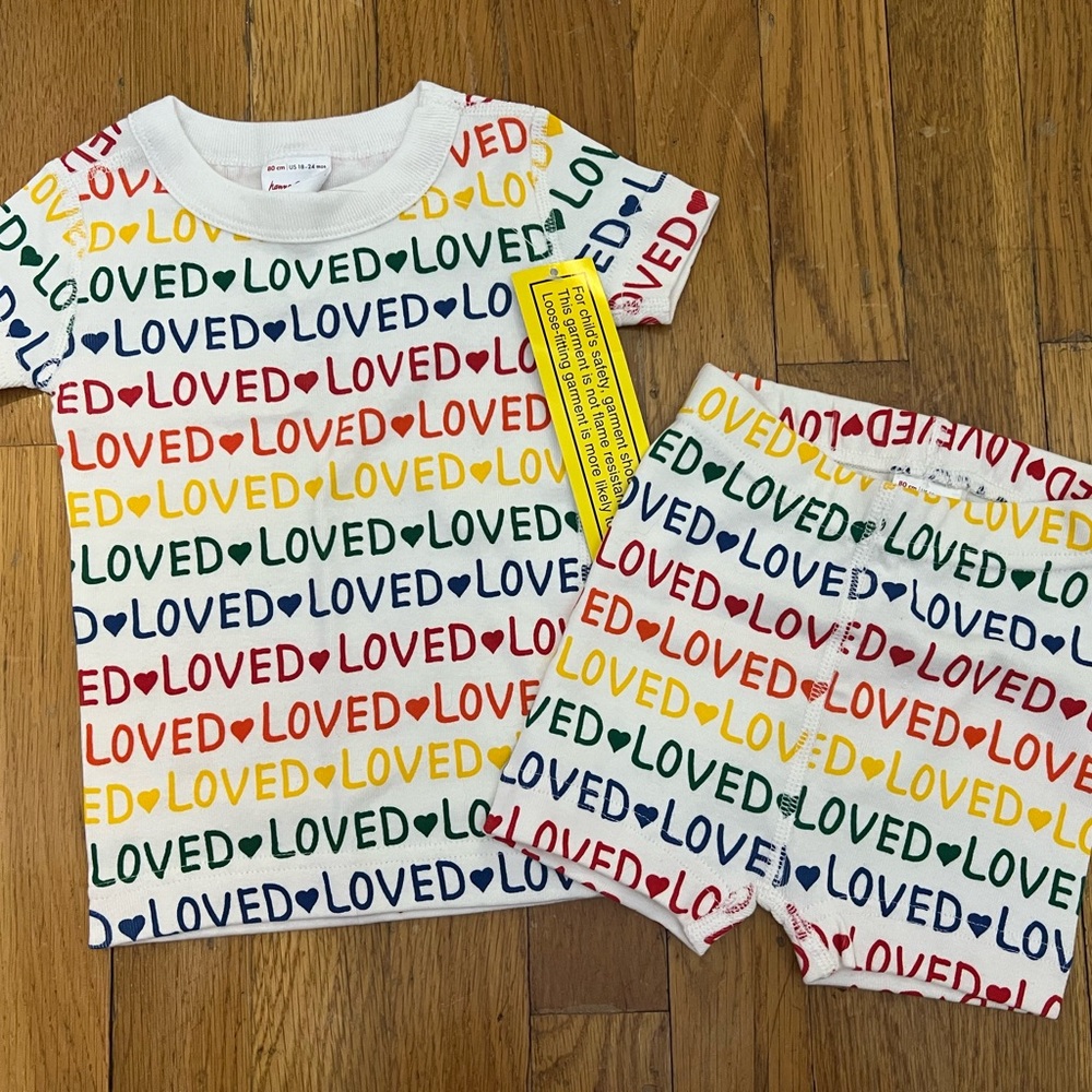 NWT Hanna Andersson 'Loved' Short John PJs 18-24mo